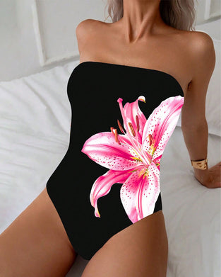 Bandeau One-Piece Printed Swimsuit