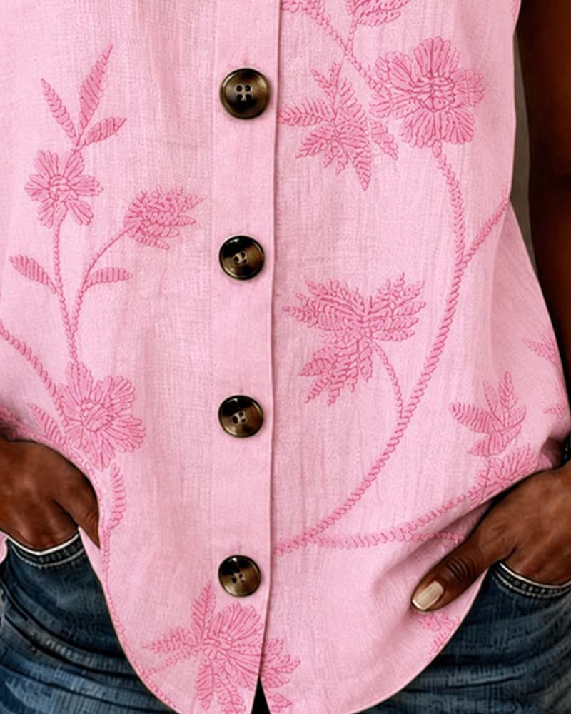 Floral Camisole Metal Ring Tank Top