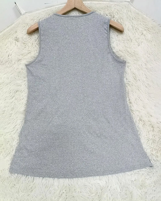 Solid Cross Hem Sleeveless T-Shirt