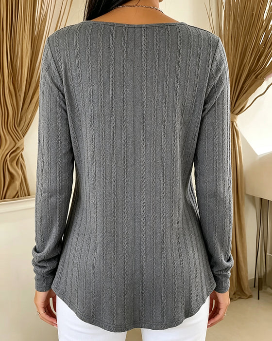 Ribbed Buckle Color Block Top