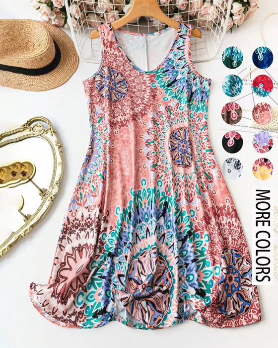 Bohemian Print Sleeveless Dress