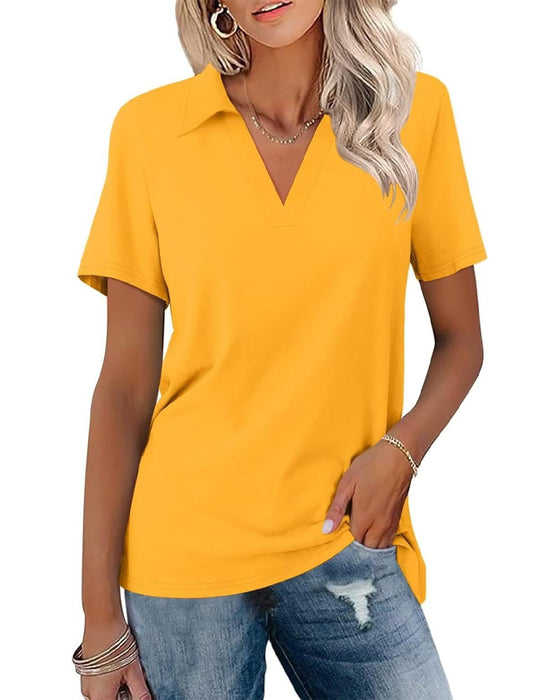 Short Sleeve V-Neck Polo T-Shirt