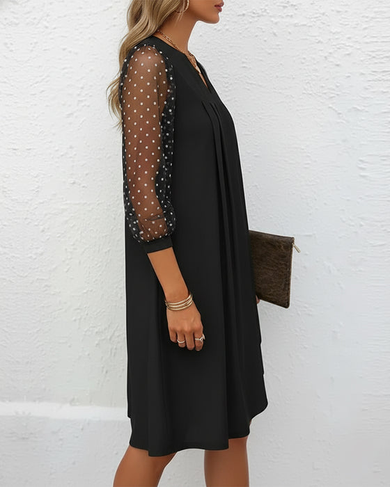 V-Neck Mesh Slimming Dress