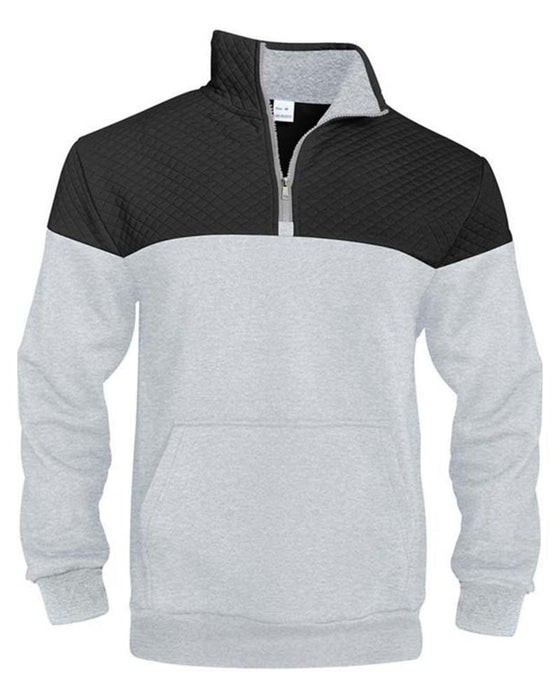 Men Colorblock Lapel Zipper Sweatshirt