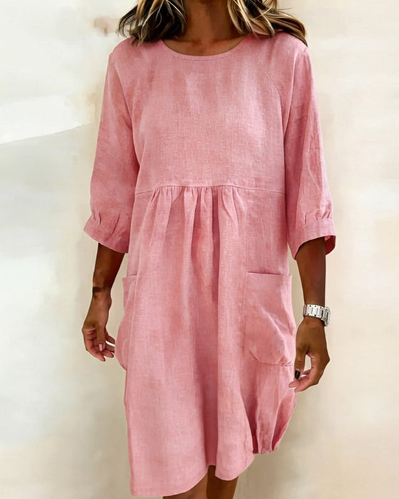 Three-Quarter Sleeve Loose Dress