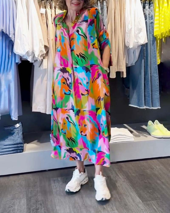 Color-printed pockets dress