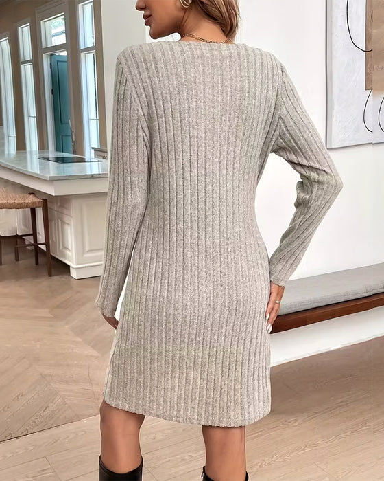 Ribbed Cardigan Vest Dress Set