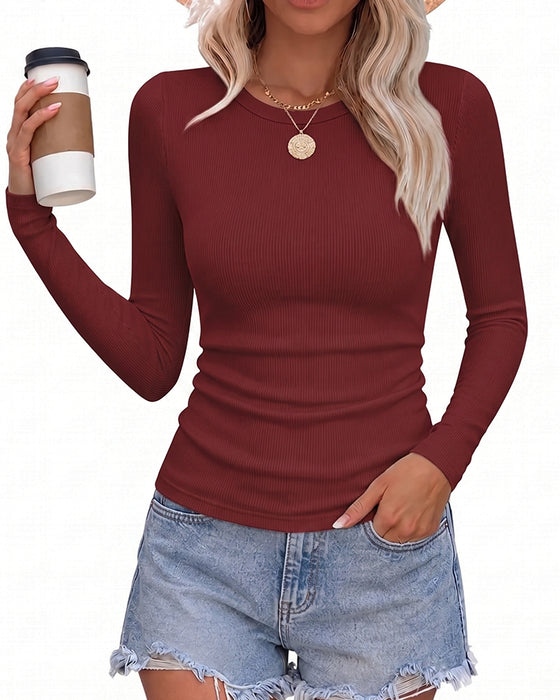 Slim-Fit Long-Sleeve Crew Neck Top