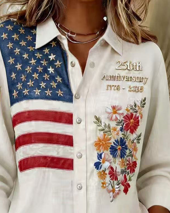 Turn-down Collar Print Shirt