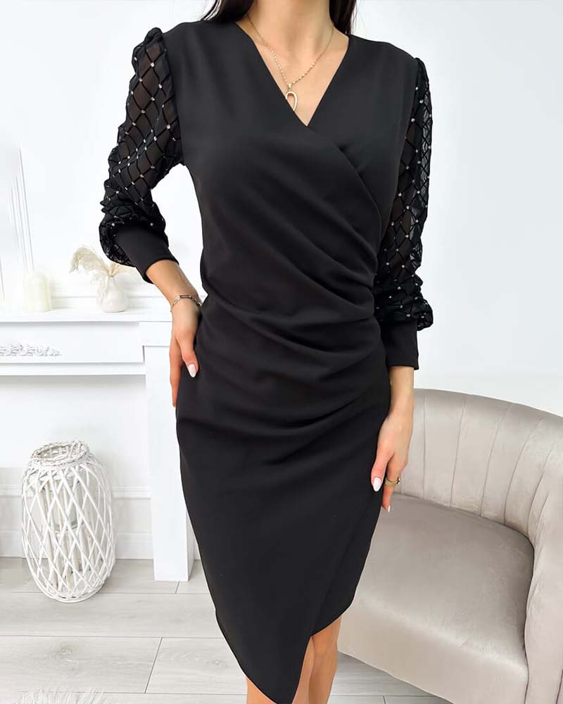 Puff Sleeve V-Neck Elegant Dress