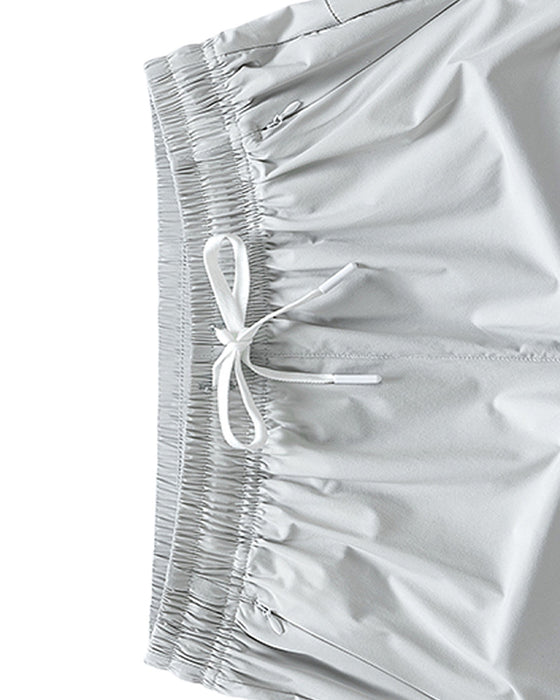 Men Elastic Waist Pocket Quick-Dry Ice Silk Sports Shorts