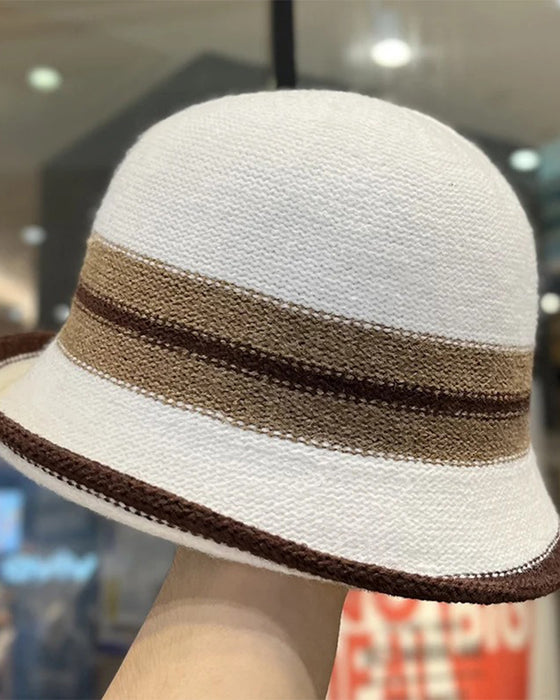 Women's Foldable Striped Cloche Bucket Hat