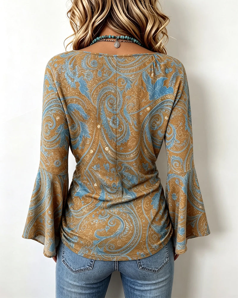 V-Neck Cross Ruffle Blouse
