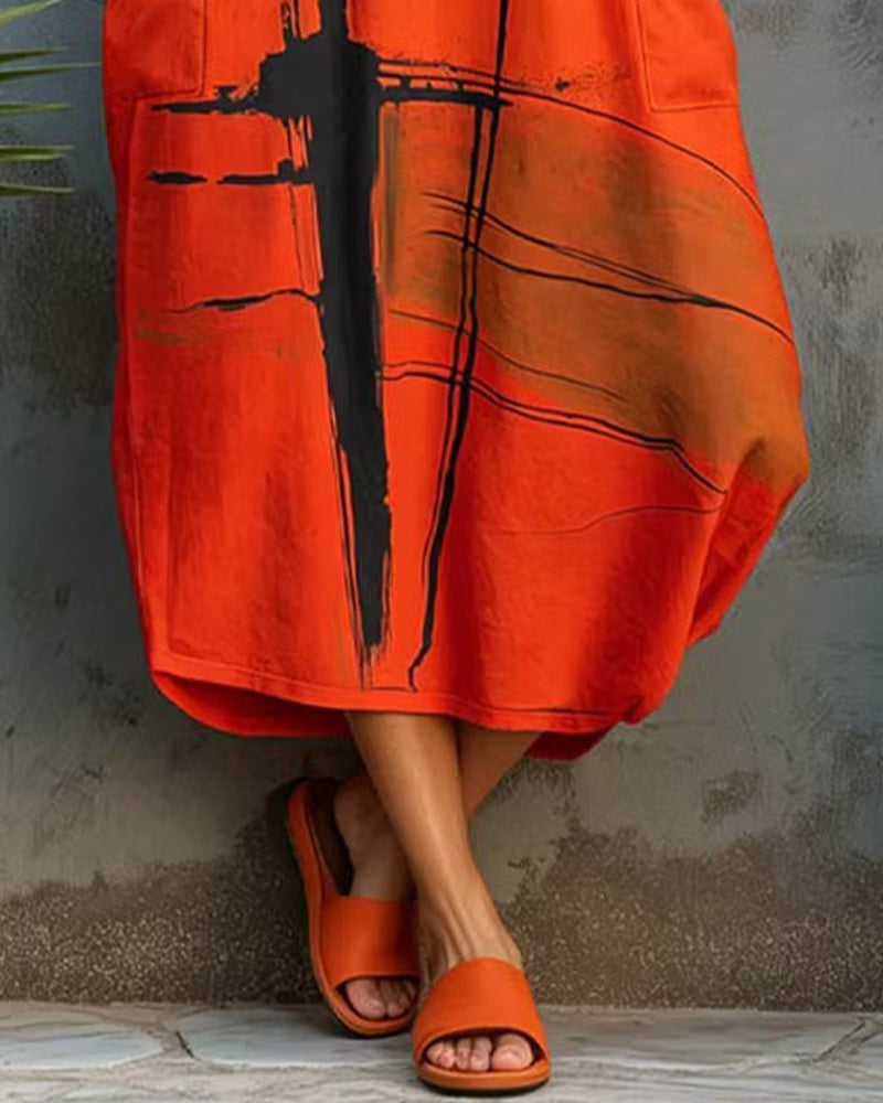 Casual Print Sleeveless Maxi Dress