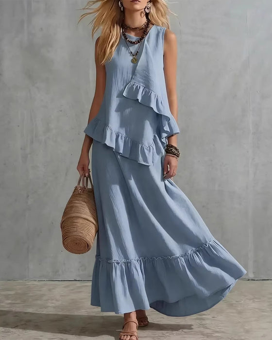Sleeveless Design Casual Long Dress