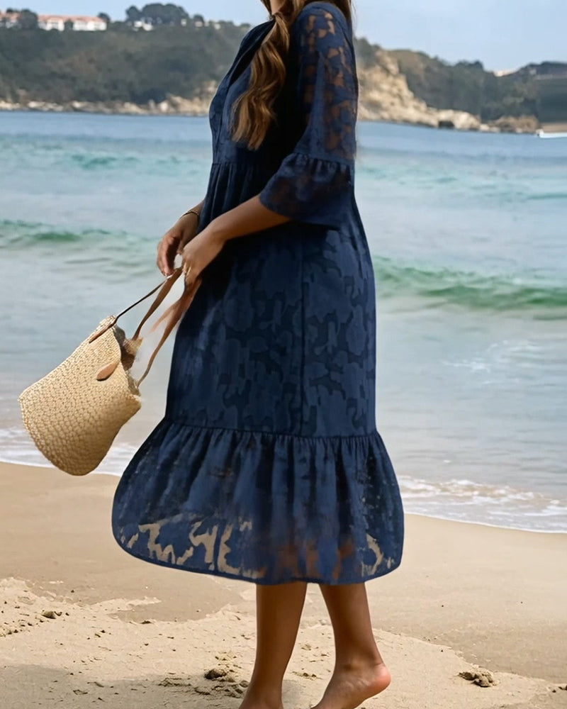 Elegant Sophisticated Ruffle Lace Dress