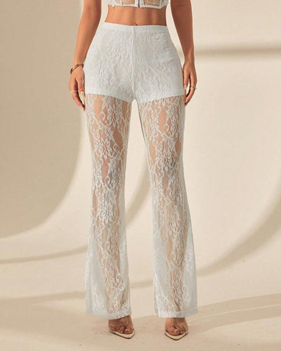 Solid Color Patchwork Double-Layer Pants