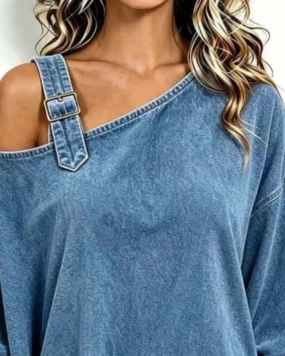 Off-Shoulder Irregular Casual Blouse