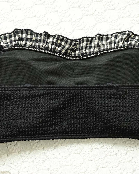 Plaid Ruffle Strapless Bikini