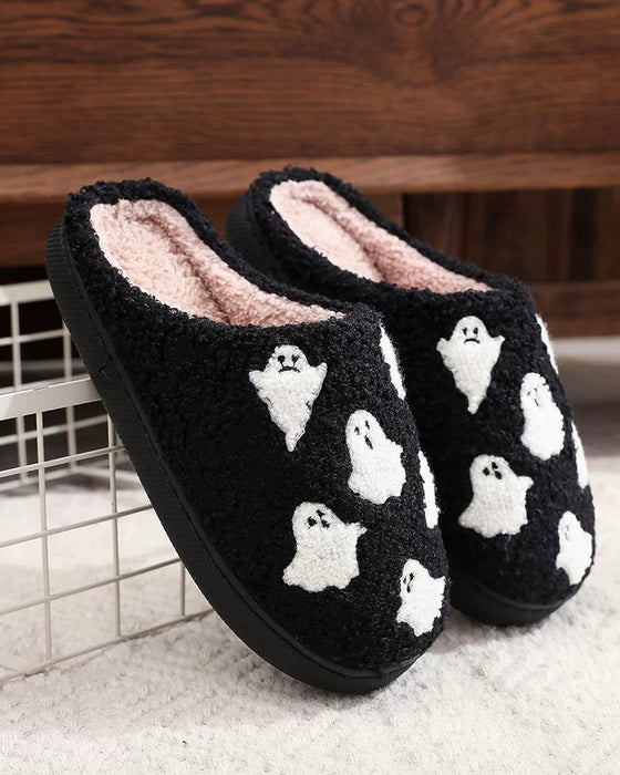 Women's Cute Cartoon Ghost Pattern Plush Slippers