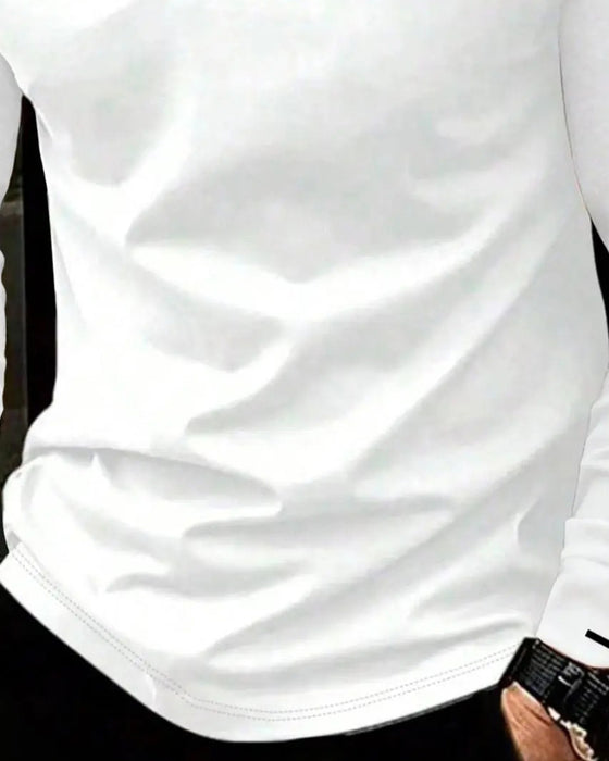 V-Neck Ribbed Solid Color Men's T-Shirt