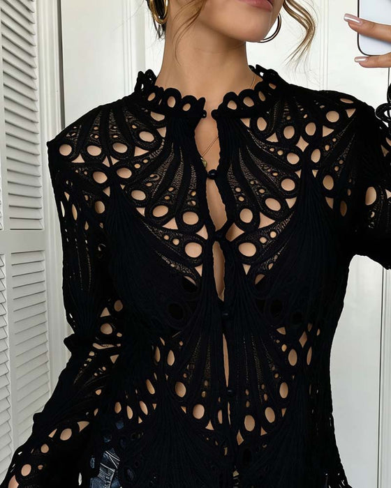 Cut-Out Bell Sleeve Coat