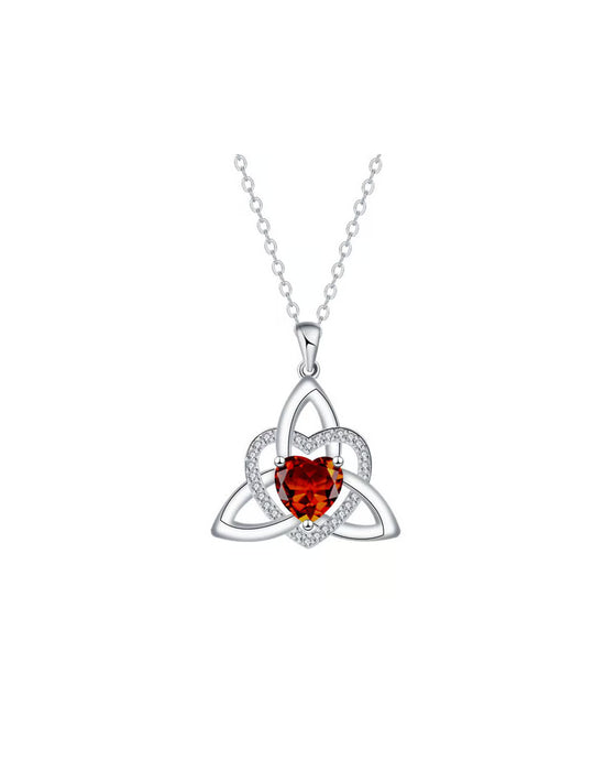 Birthstone Celtic Trinity Knot Heart Necklace✨ Heart Shape Celtic Trinity Knot Birthstone Pendant