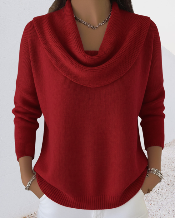 Solid Color Pile Collar Pullover Jumper