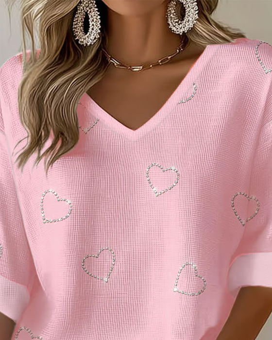 V-Neck Heart Comfortable Top
