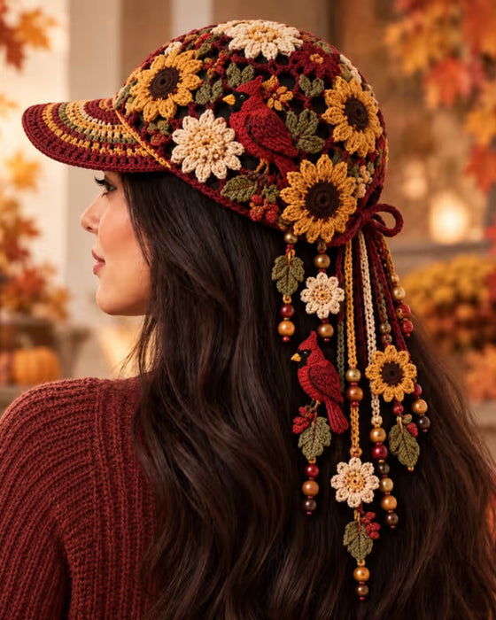 🍂 Women’s Handmade Crochet Autumn Baseball Cap