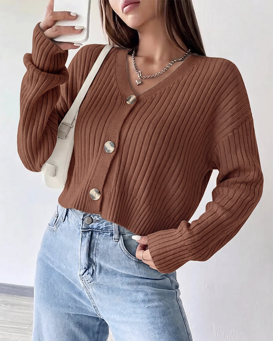 V-Neck Short Cardigan