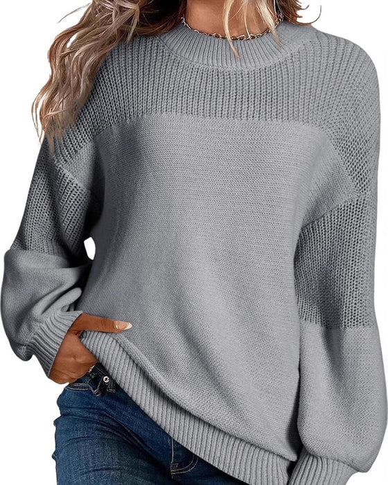 Solid Color Lantern Sleeve Jumper