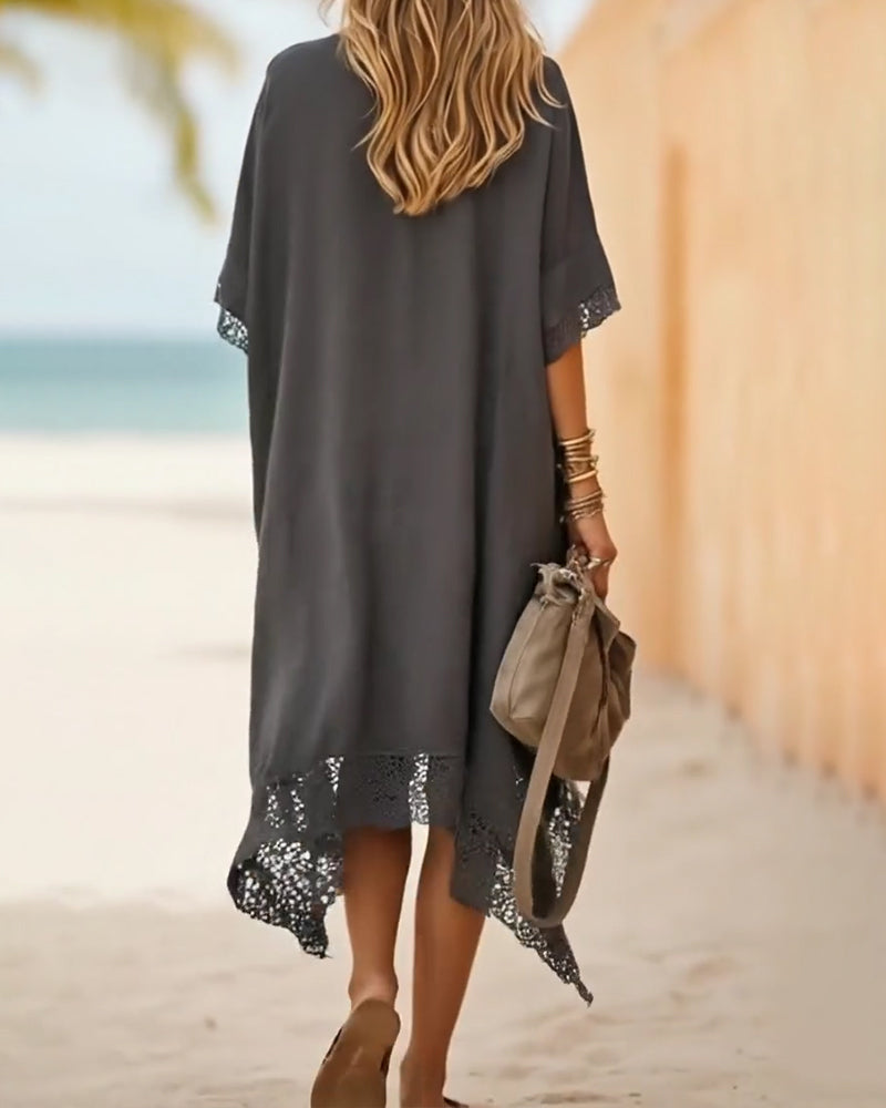 Asymmetrical Lace-Paneled Dress