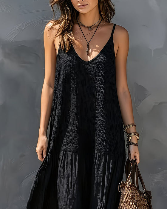 Spaghetti Straps Solid Color Dress