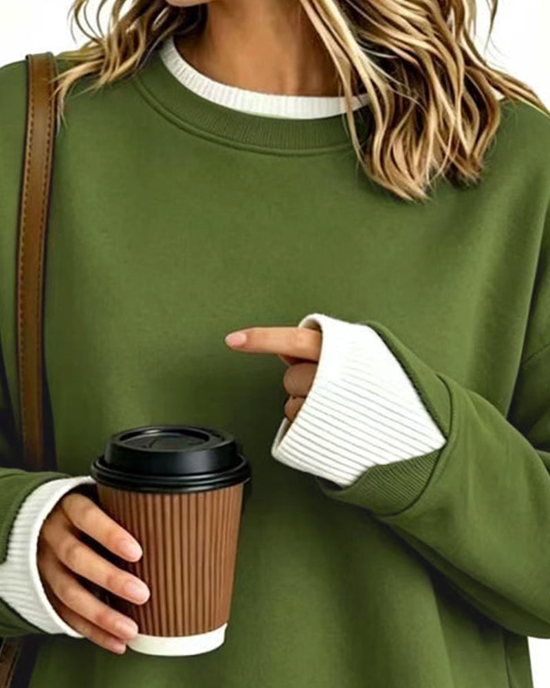 Fake Layered Loose Long Sleeve Sweatshirt