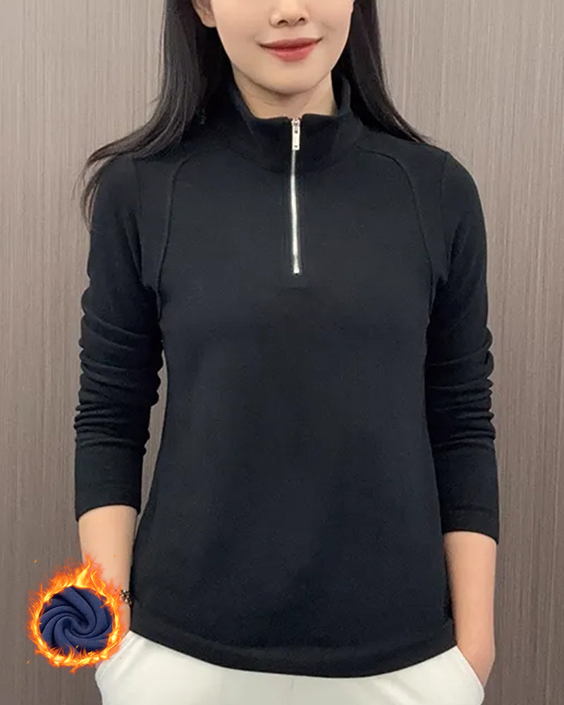 Half Zip Fleece Long Sleeve Top