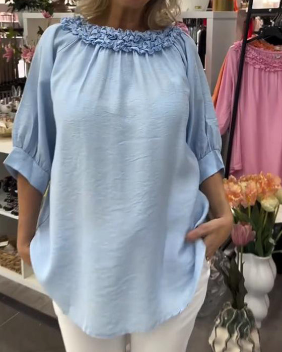 Half-Sleeved Floral Loose Blouse