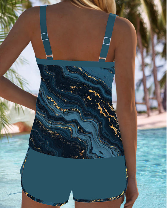 Strapless Printed Casual Two-Piece Swimsuit