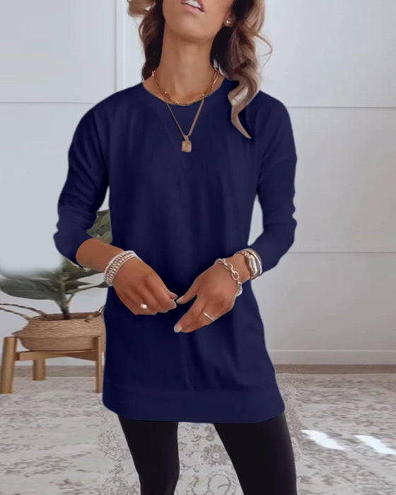 Solid color long sleeve casual top