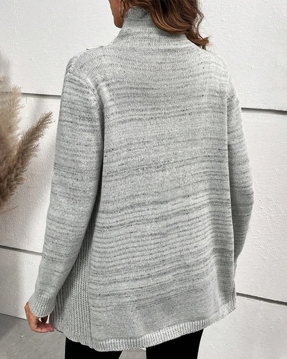 Slit solid color casual sweater