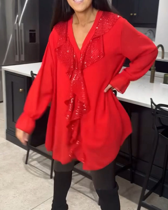 Ruffled elegant style blouse