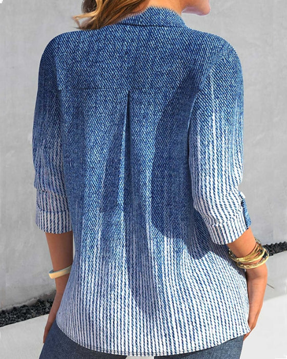 Breasted Blouses with pocket