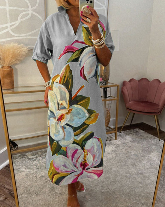 Floral print loose casual dress