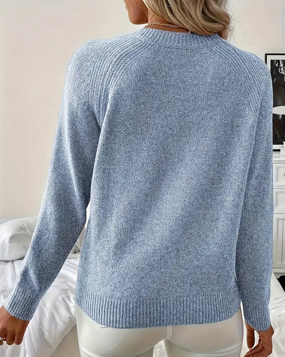 Button-Embellished Raglan Sleeve Jumper
