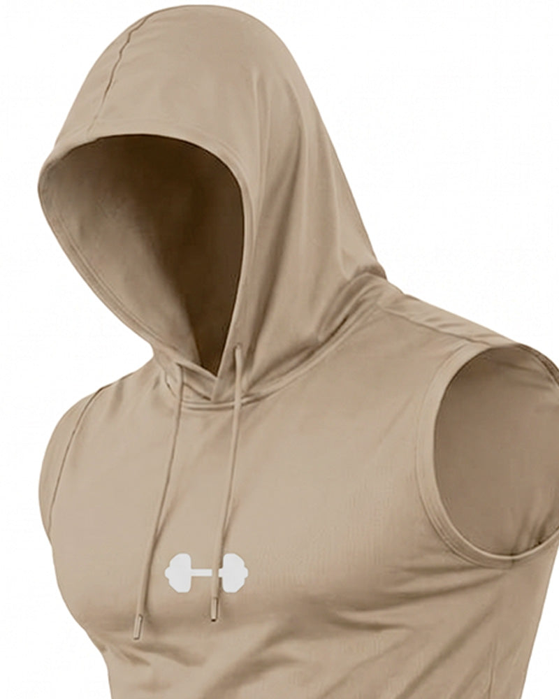 Hooded Sweatshirt Sleeveless Drawstring Tank Top