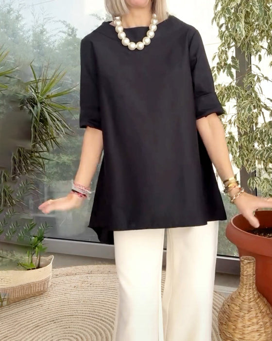 Solid color commuting top