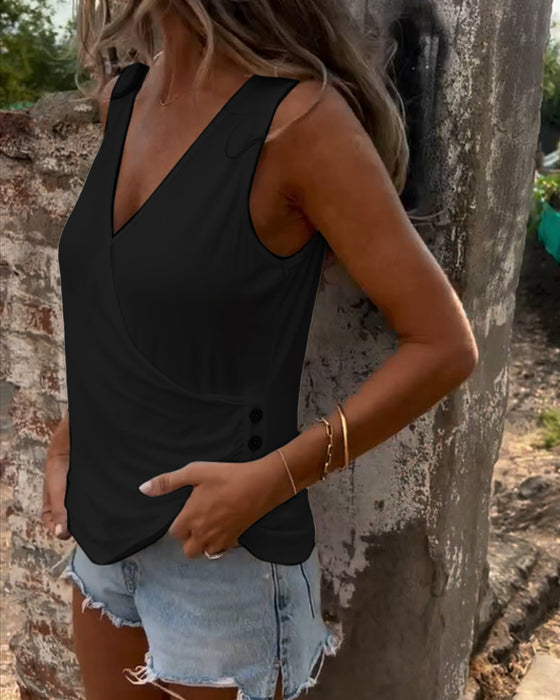 Buttoned and Sleeveless Versatile Vest