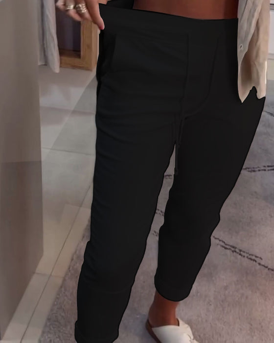 Drawstring Casual Pencil Pants