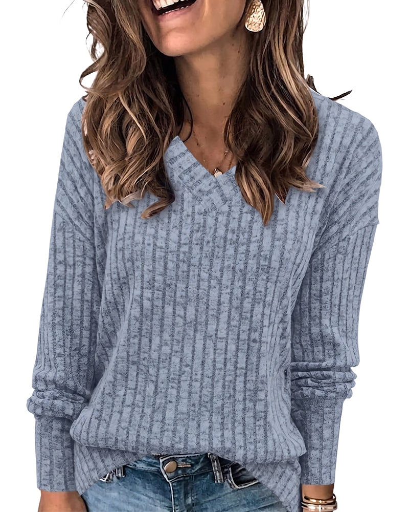 V-Neck Long Sleeve Top