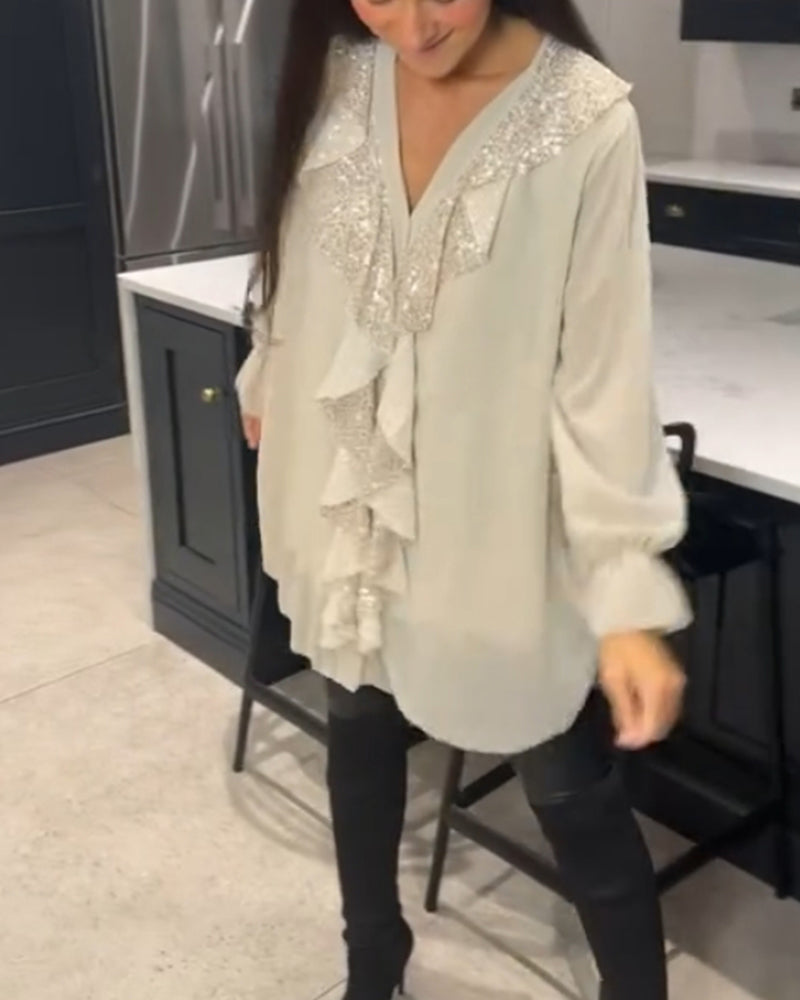 Ruffled elegant style blouse